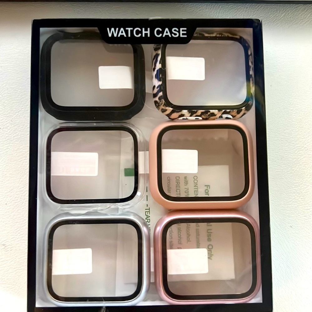 6 different colors leopard, pink, black, rose gold, clear, silver